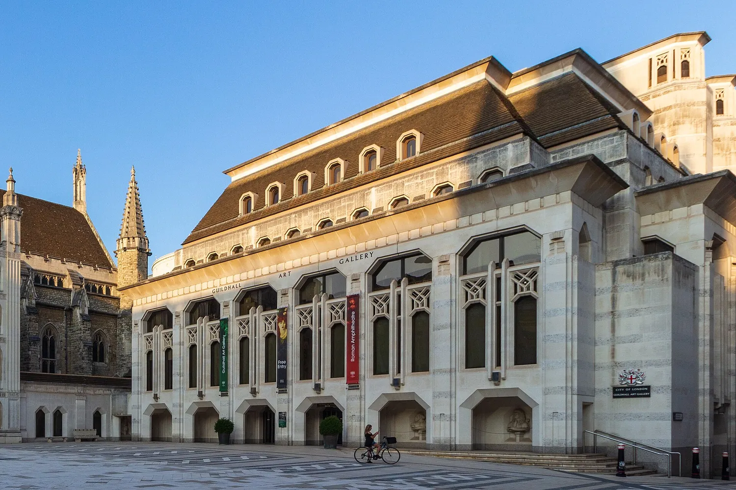 The front of Guildhall Art Gallery and the square outside